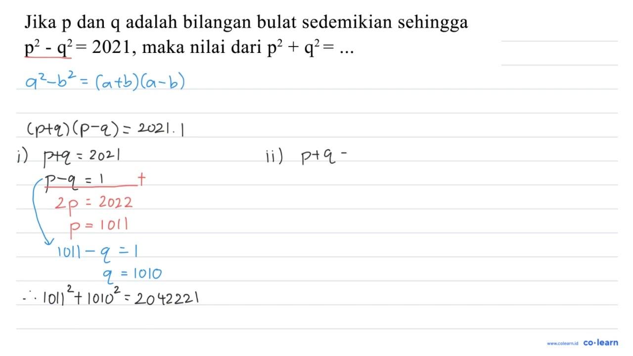 Jika p dan q adalah bilangan bulat sedemikian sehingga