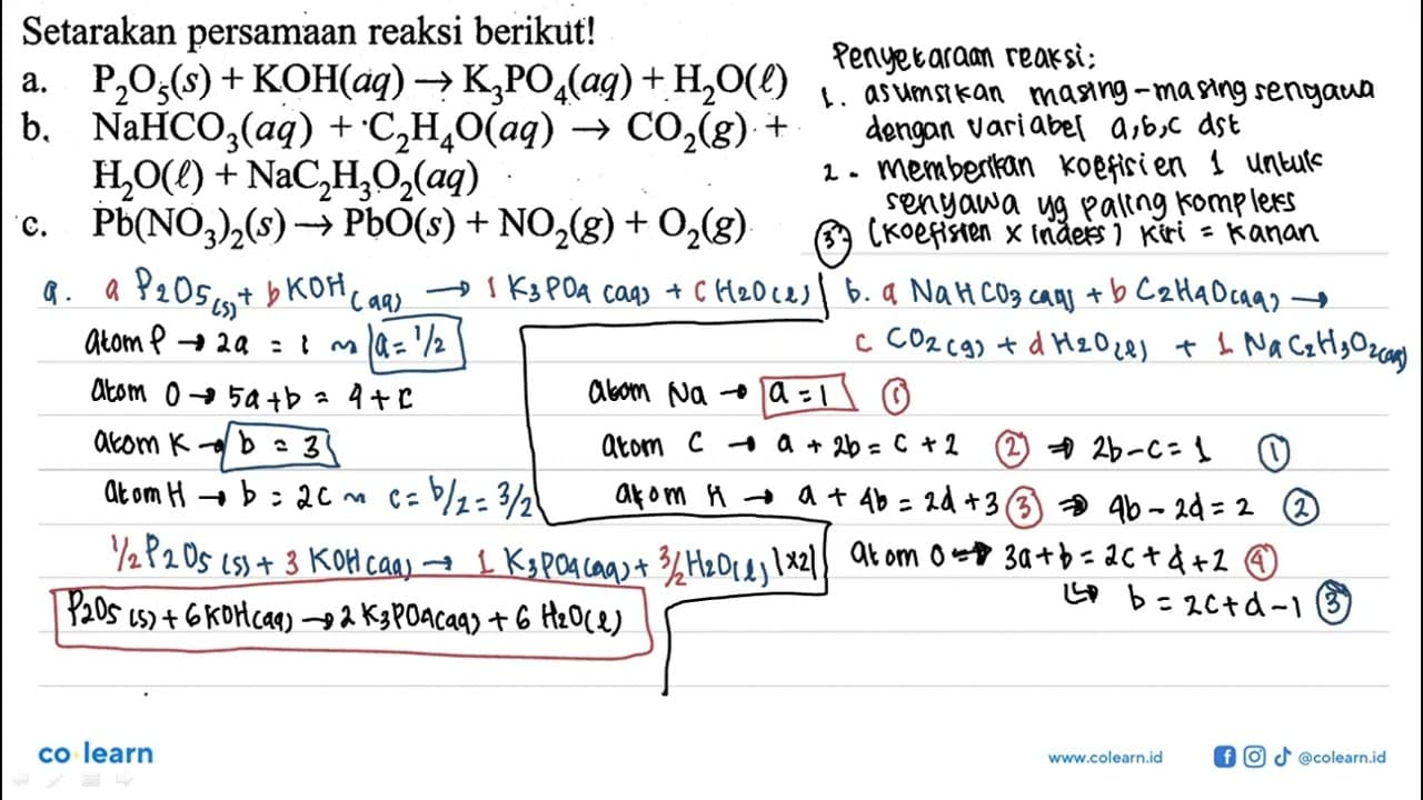 Setarakan persamaan reaksi berikut!a.