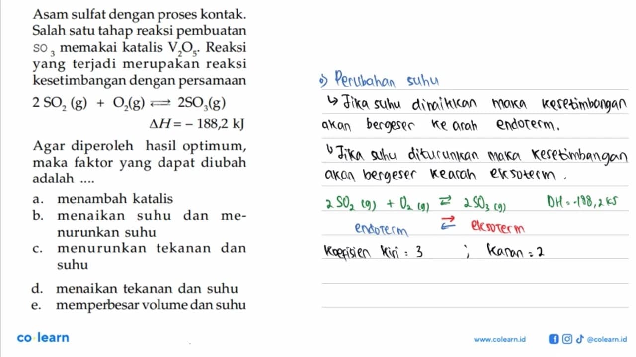 Asam sulfat dengan proses kontak. Salah satu tahap reaksi