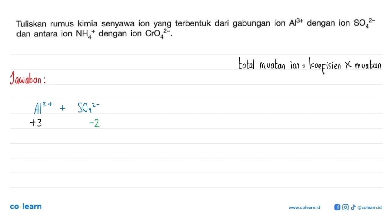 Tuliskan rumus kimia senyawa ion yang terbentuk dari