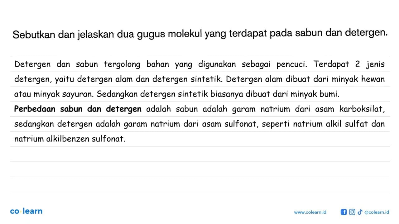 Sebutkan dan jelaskan dua gugus molekul yang terdapat pada