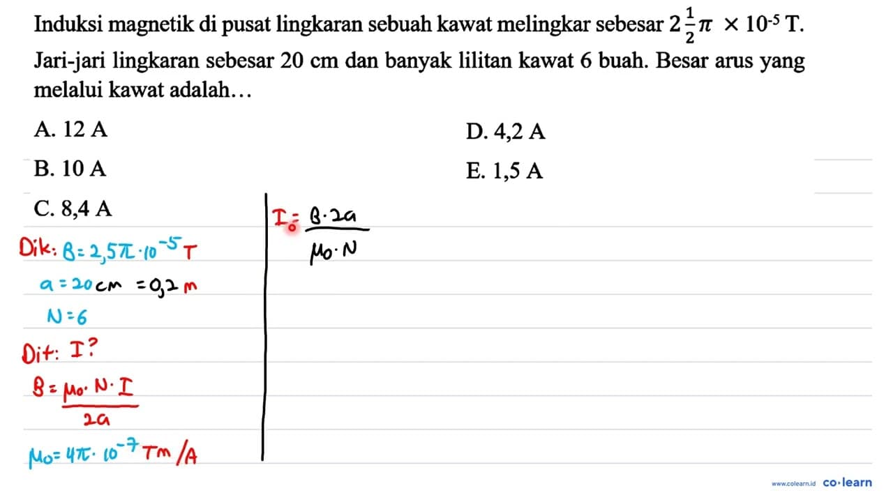 Induksi magnetik di pusat lingkaran sebuah kawat melingkar