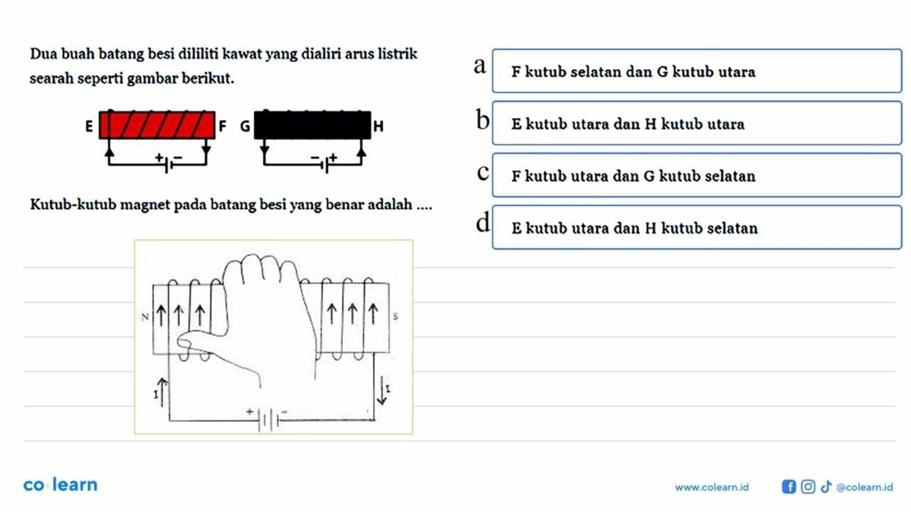 Dua buah batang besi dililiti kawat yang dialiri arus