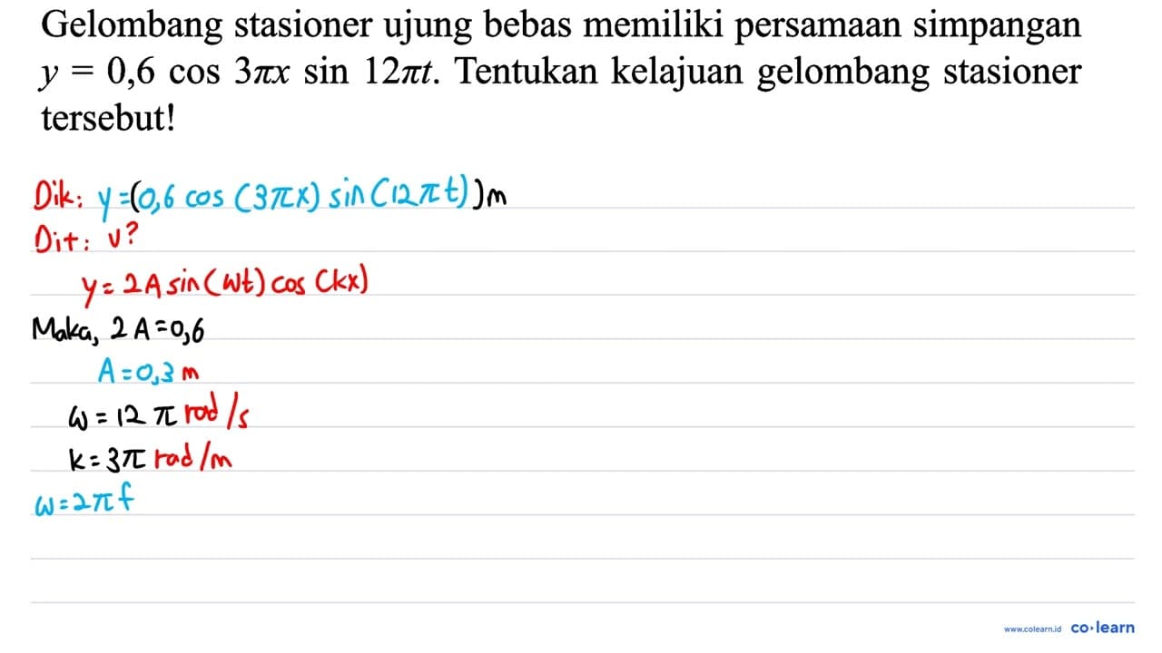 Gelombang stasioner ujung bebas memiliki persamaan