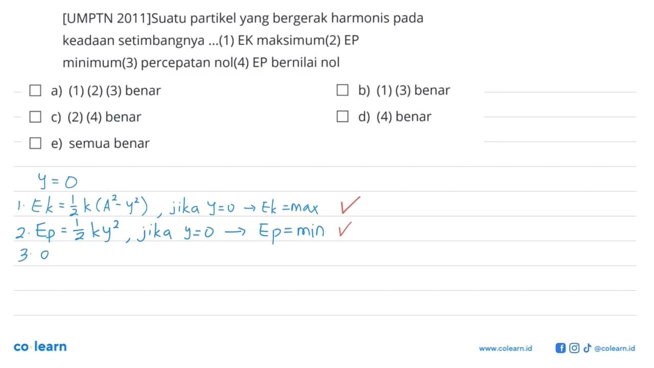 [UMPTN 2011]Suatu partikel yang bergerak harmonis pada