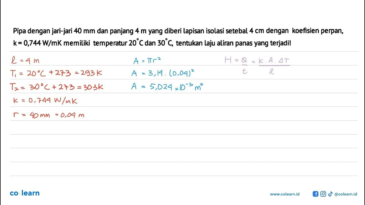 Pipa dengan jari-jari 40 mm dan panjang 4 m yang diberi