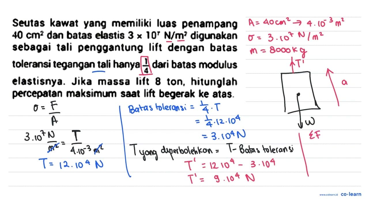 Seutas kawat yang memiliki luas penampang 40 cm^2 dan batas