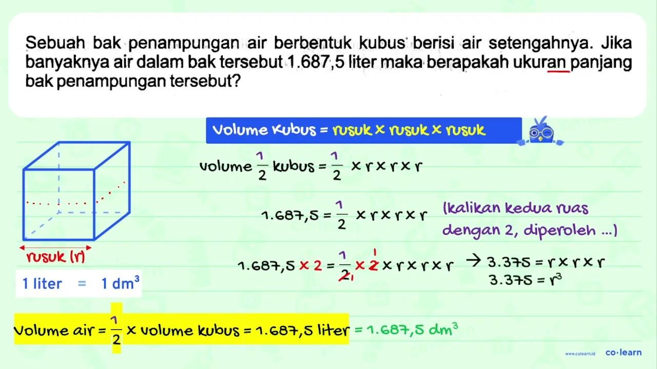 Sebuah bak penampungan air berbentuk kubus berisi air