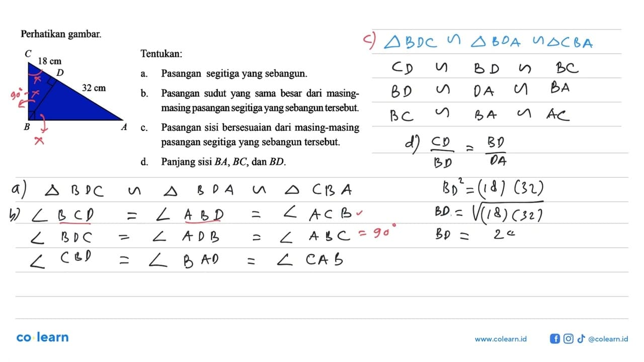 Perhatikan gambar.Tentukan:a. Pasangan segitigayang