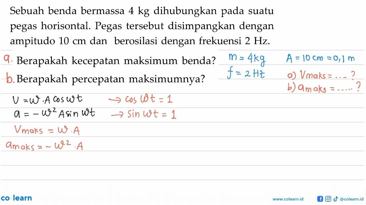 Sebuah benda bermassa 4 dihubungkan pada suatu pegas