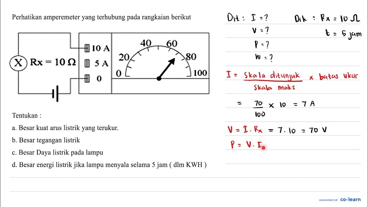 Perhatikan amperemeter yang terhubung pada rangkaian