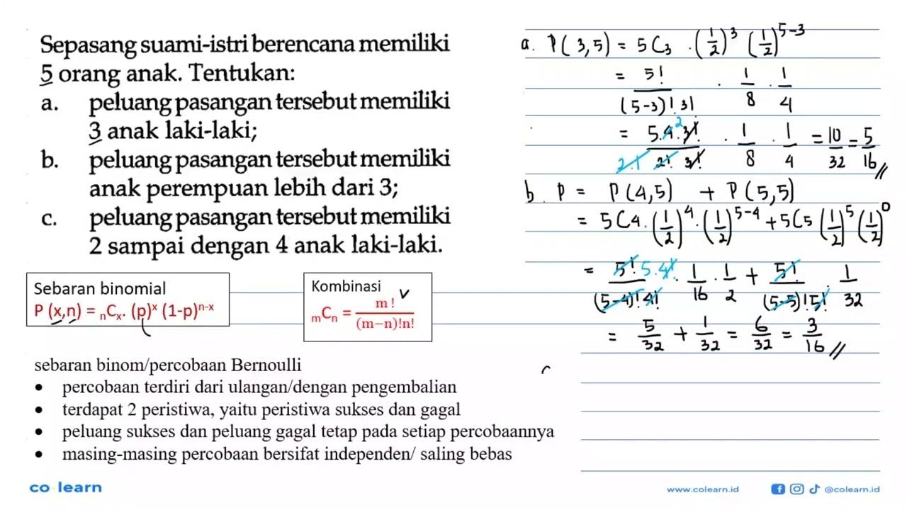 Sepasang suami-istri berencana memiliki 5 orang anak.