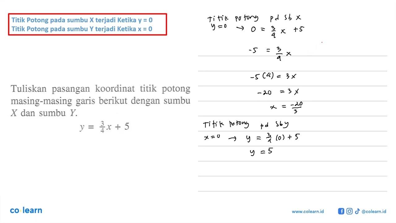 Tuliskan pasangan koordinat titik potong masing-masing