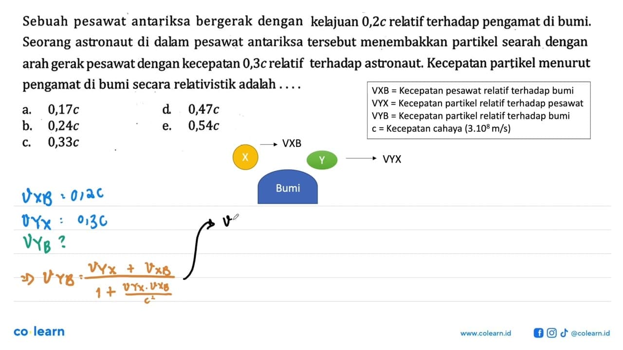 Sebuah pesawat antariksa bergerak dengan keljuan 0,2c