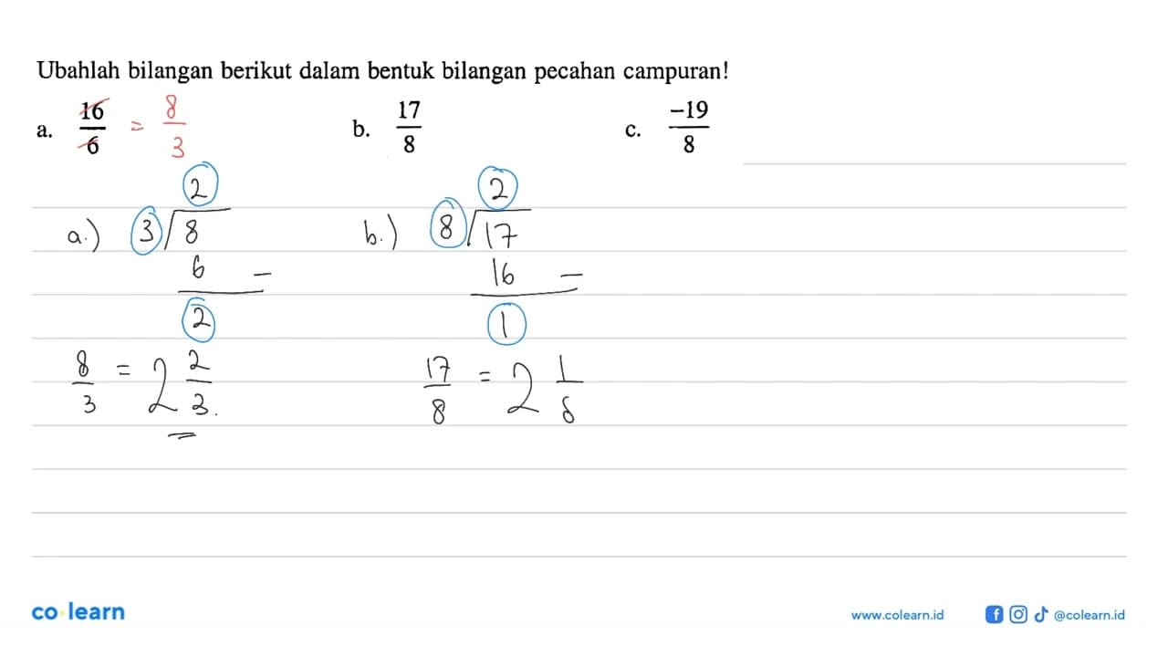 Ubahlah bilangan berikut dalam bentuk bilangan pecahan