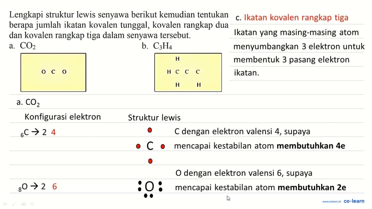 Lengkapi struktur lewis senyawa berikut kemudian tentukan