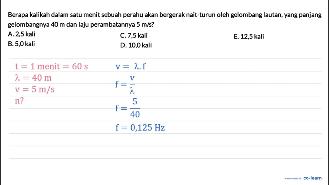 Berapa kalikah dalam satu menit sebuah perahu akan bergerak