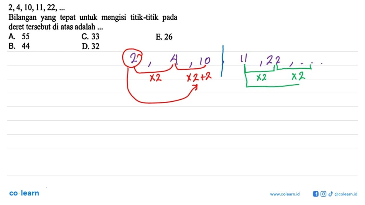 2,4,10,11,22, Bilangan yang tepat untuk mengisi titik-titik