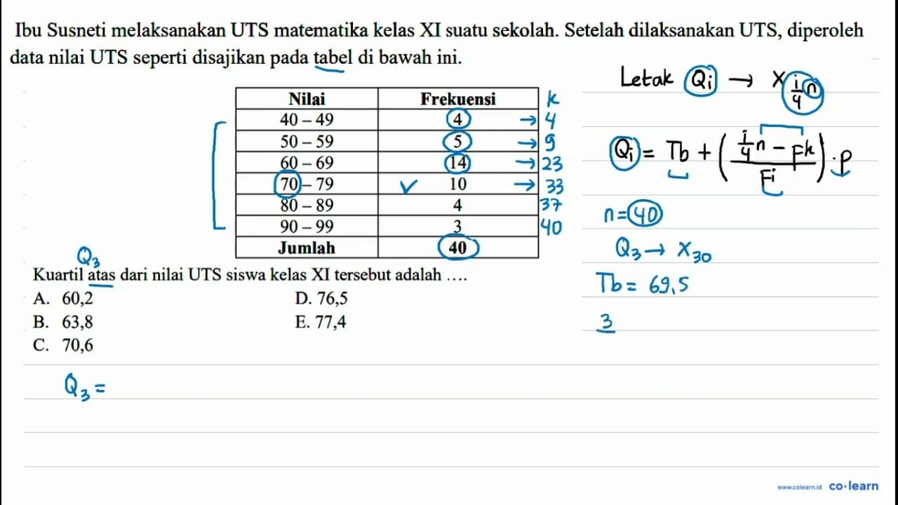 Ibu Susneti melaksanakan UTS matematika kelas XI suatu