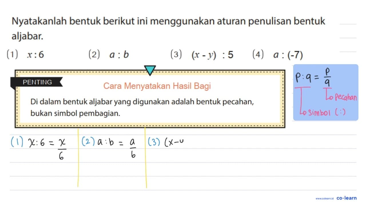 Nyatakanlah bentuk berikut ini menggunakan aturan penulisan