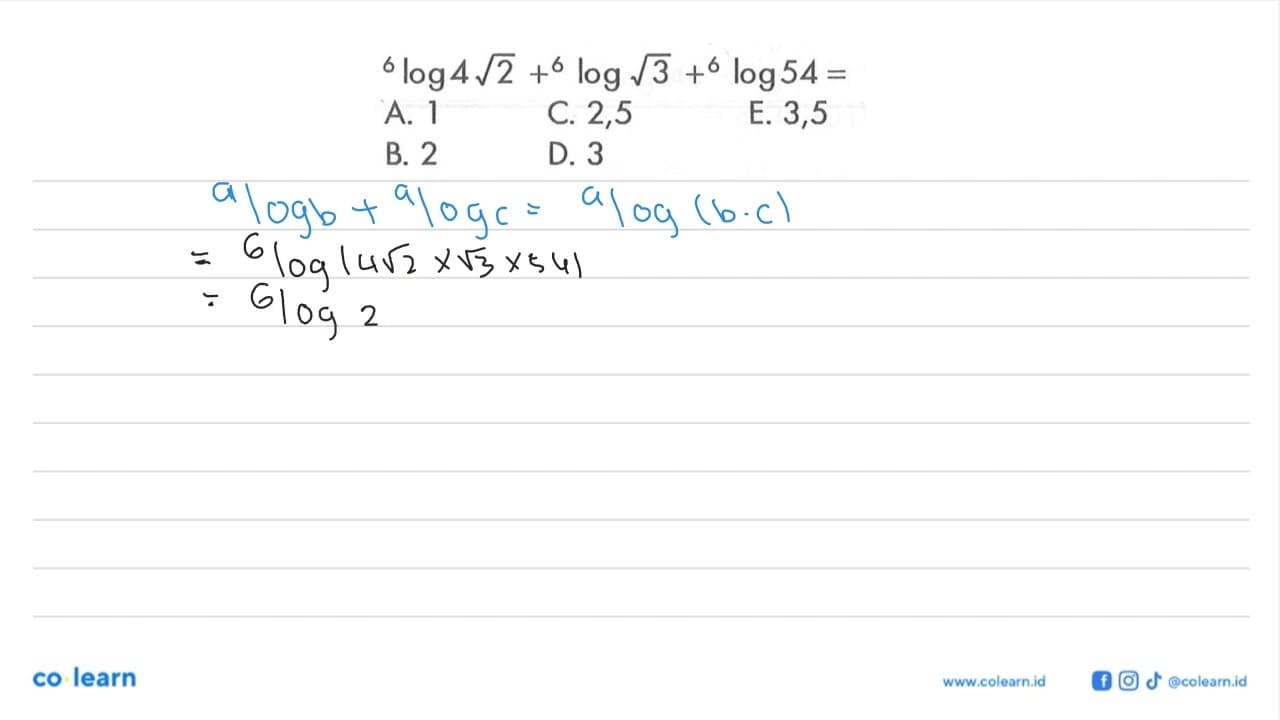 6log(4 akar(2))+6log(akar(3))+6log54=