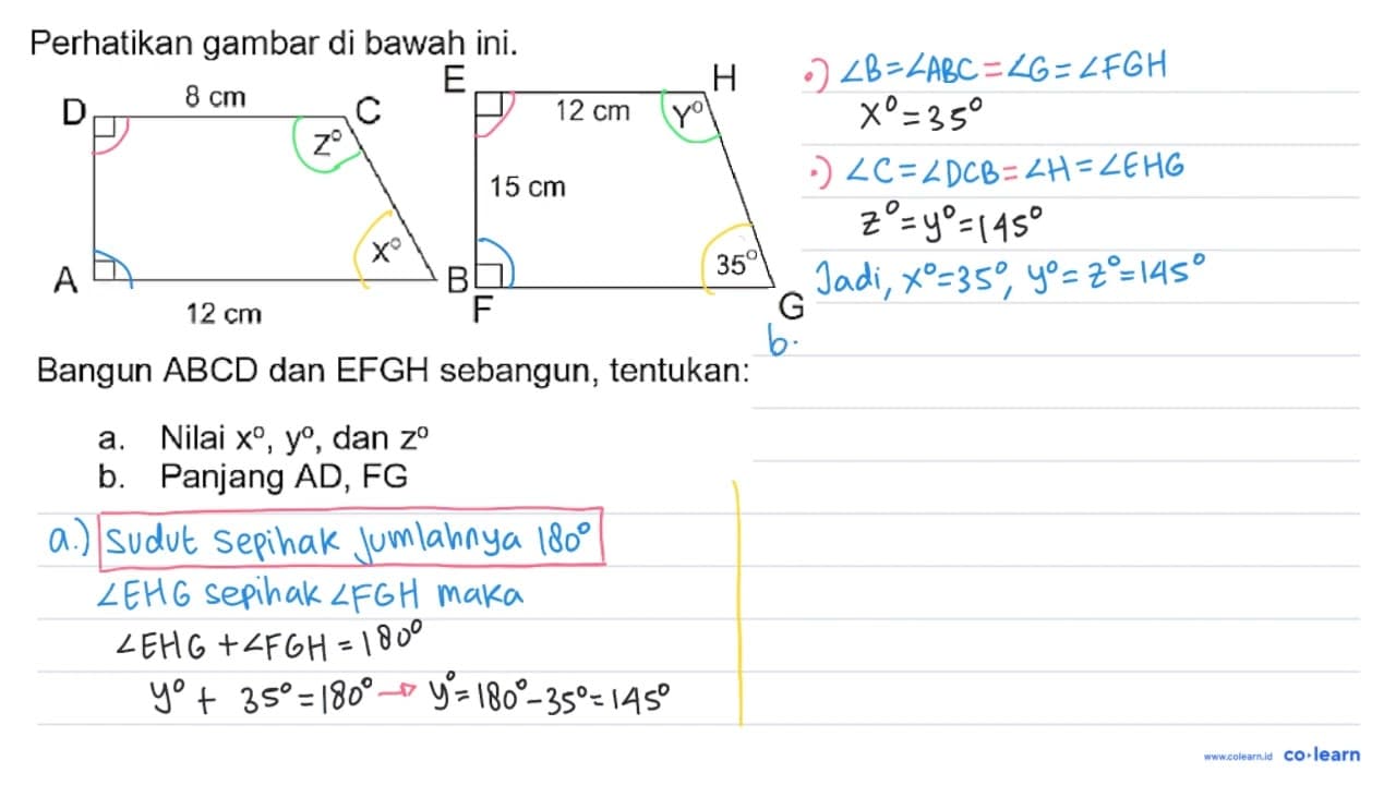 Perhatikan gambar di bawah ini. Bangun A B C D dan E F G H