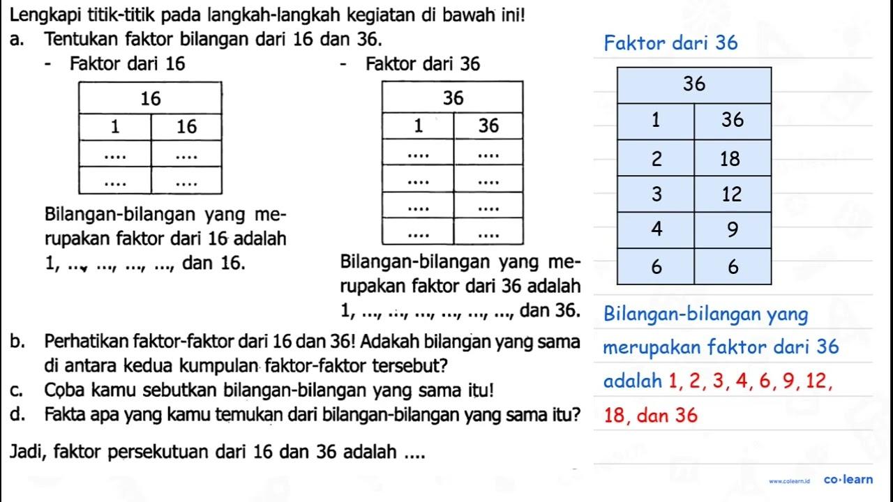 Lengkapi titik-titik pada langkah-langkah kegiatan di bawah