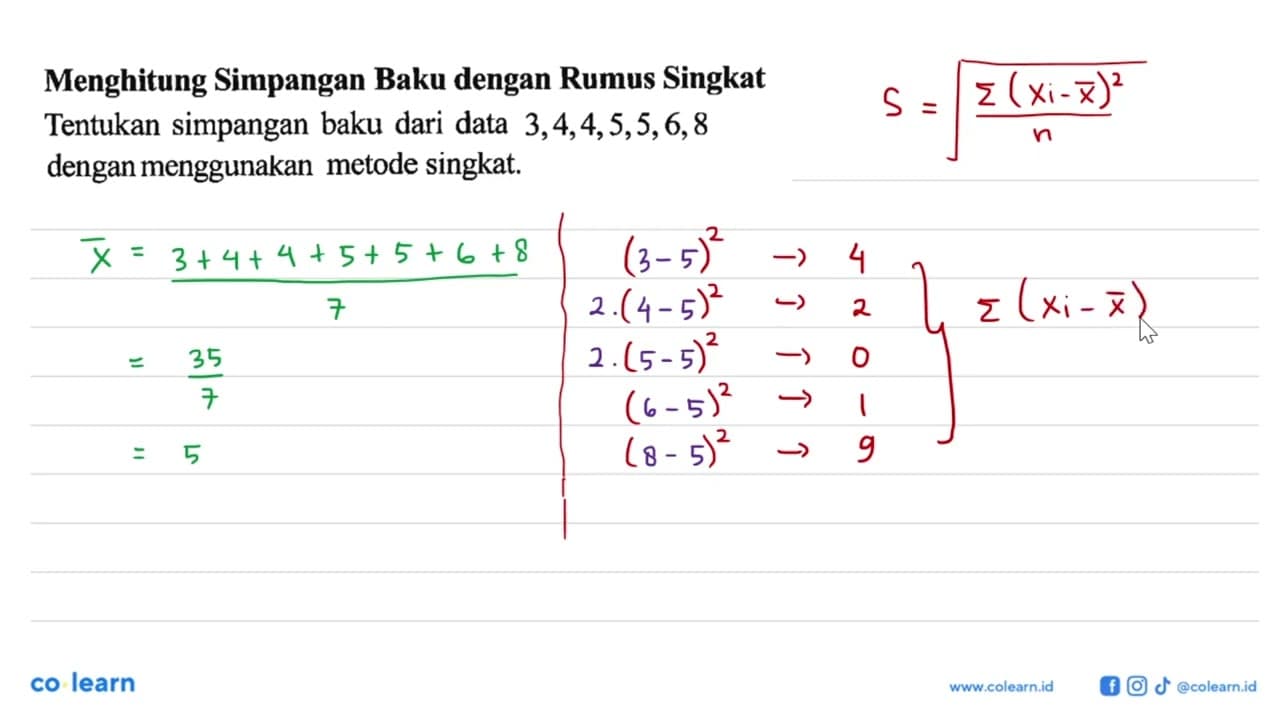 Menghitung Simpangan Baku dengan Rumus Singkat Tentukan