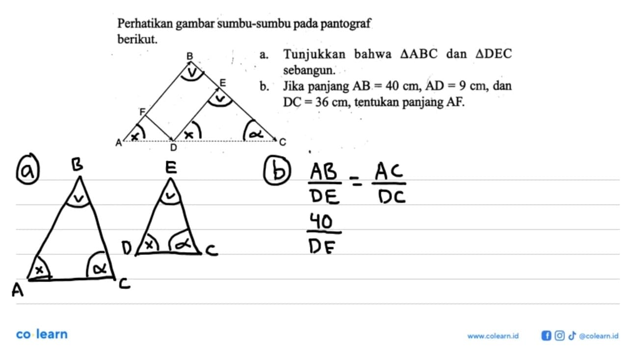 Perhatikan gambar sumbu-sumbu pada pantograf berikut.a.