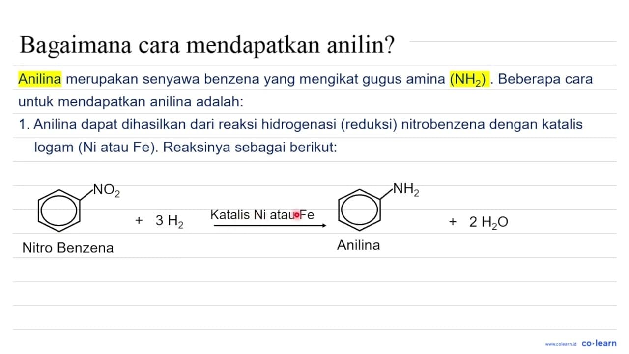 Bagaimana cara mendapatkan anilin?