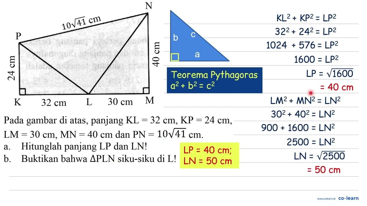 K L M N P 24 cm 10 akar(41) cm 40 cm 30 cm 32 cm Pada