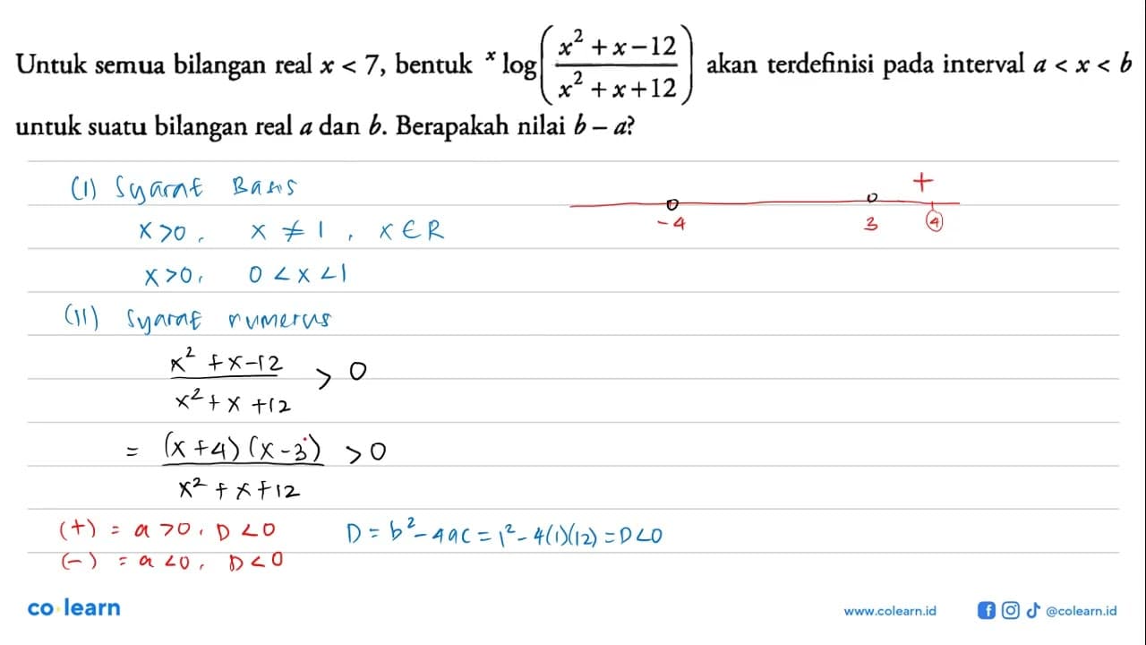 Untuk semua bilangan real x<7, bentuk x