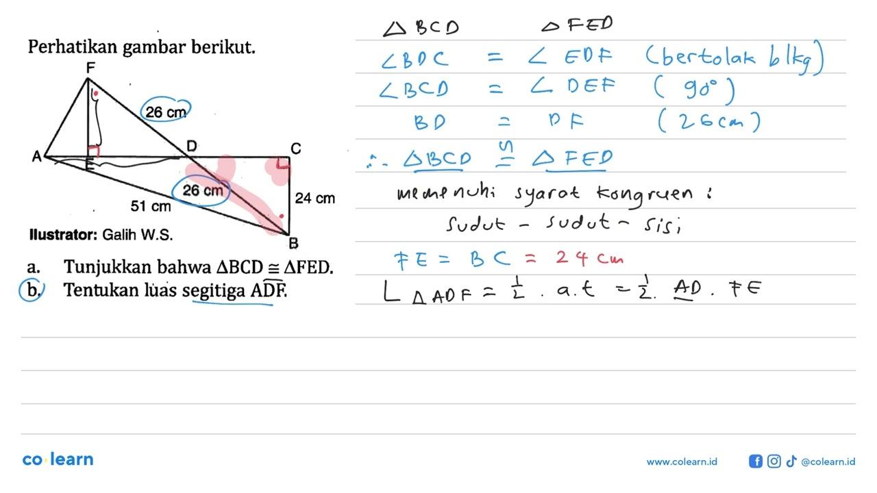 Perhatikan gambar berikut.F26 cmA E D C51 cm 26 cm 24 cmBa.