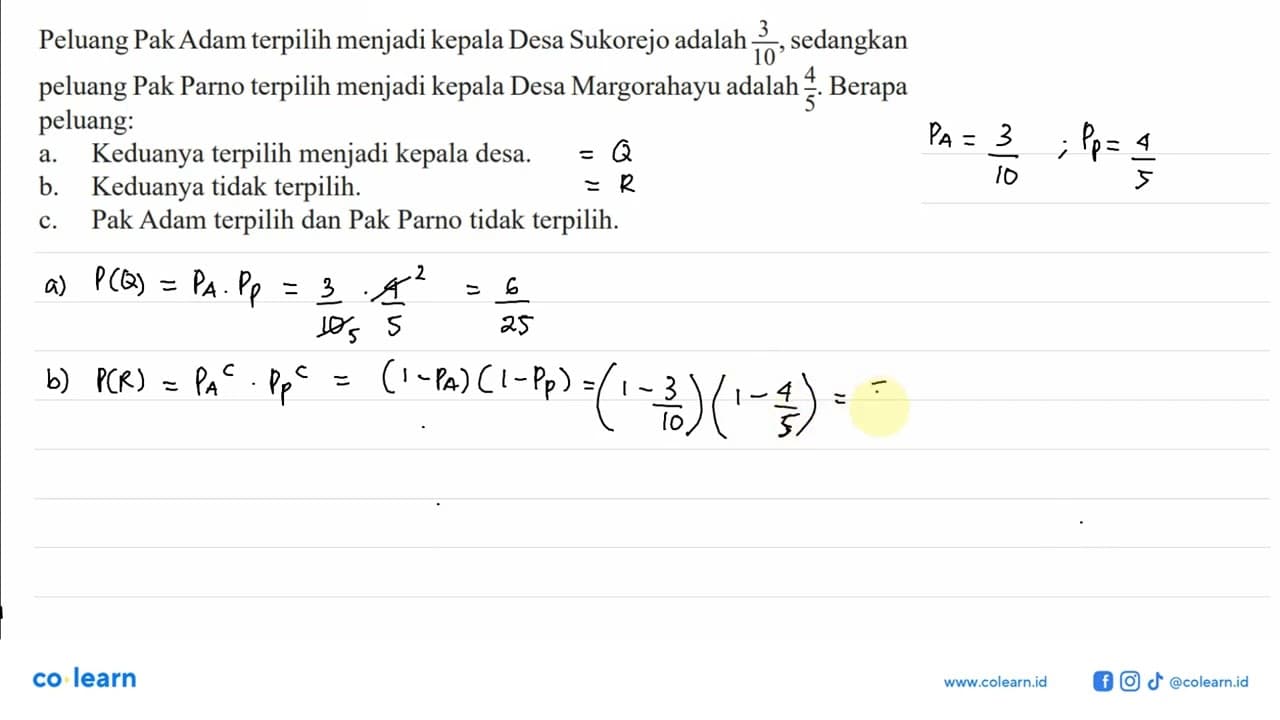 Peluang Pak Adam terpilih menjadi kepala Desa Sukorejo