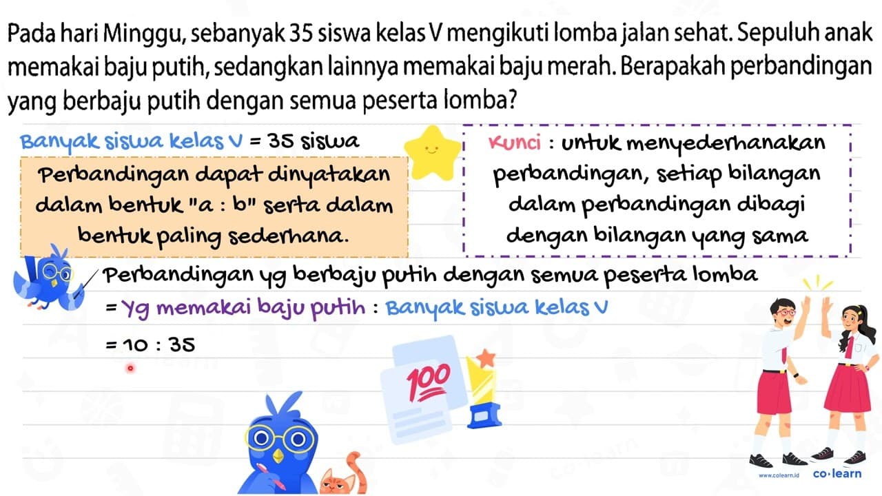 Pada hari Minggu, sebanyak 35 siswa kelas V mengikuti lomba