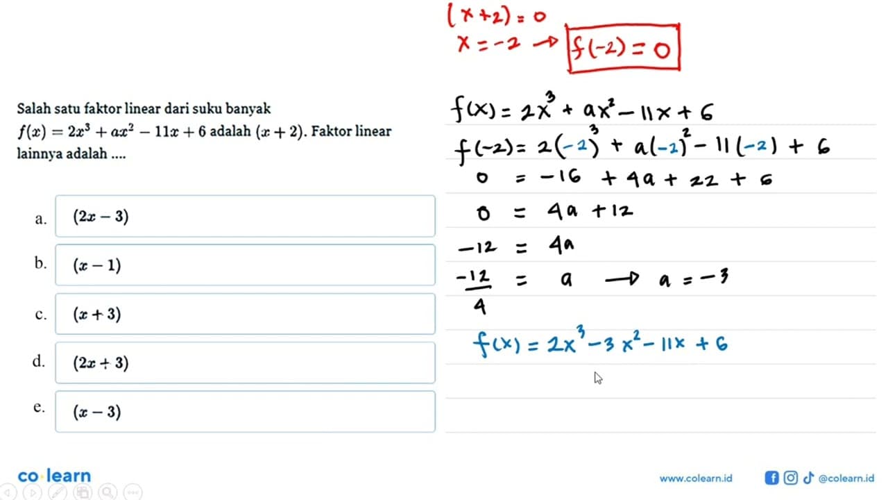 Salah satu faktor linear dari suku banyak