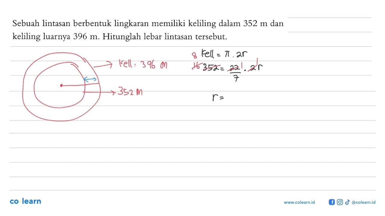 Sebuah lintasan berbentuk lingkaran memiliki keliling dalam