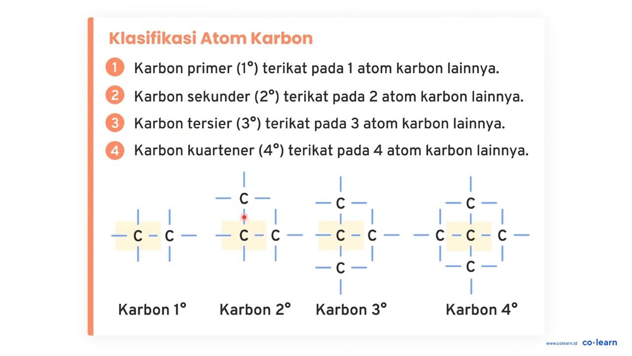 Perhatikan gambar rumus struktur berikut: Jumlah atom C