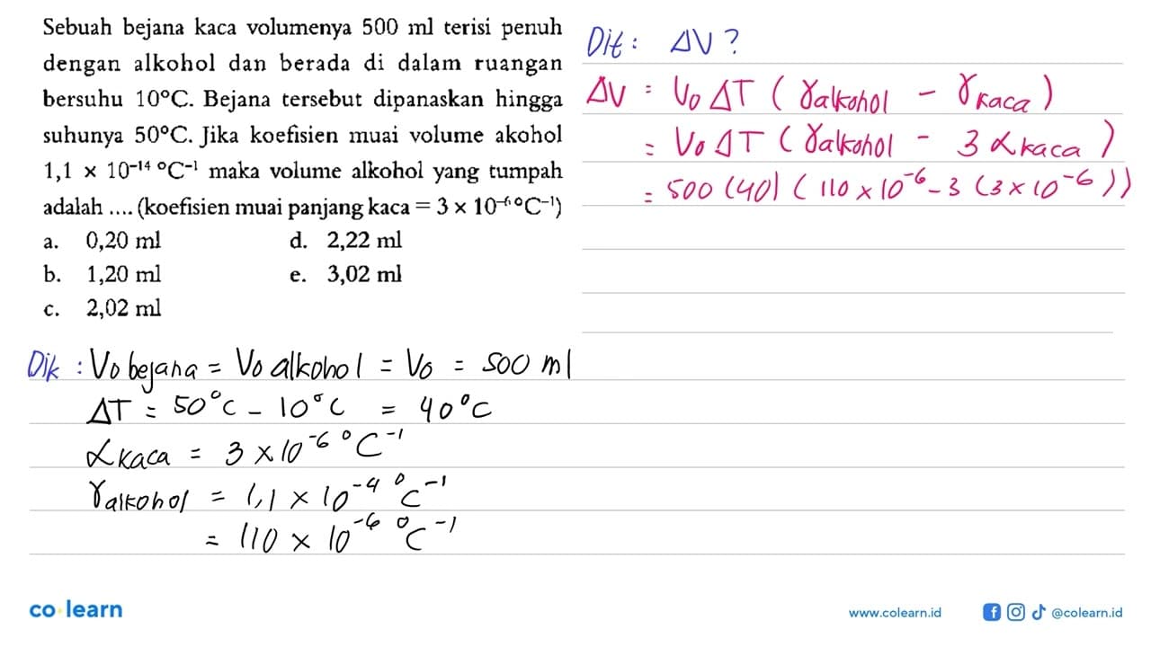 Sebuah bejana kaca volumenya 500 ml terisi penuh dengan