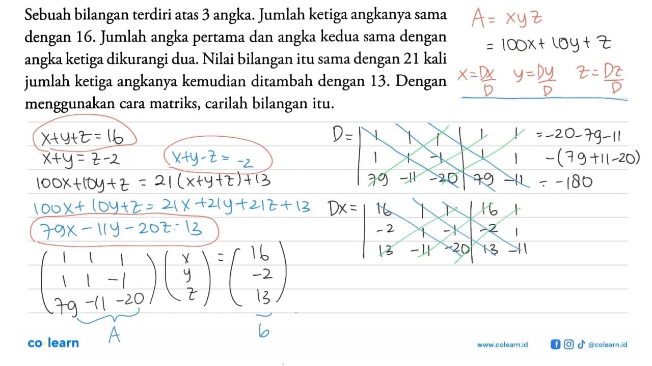 Sebuah bilangan terdiri atas 3 angka. Jumlah ketiga