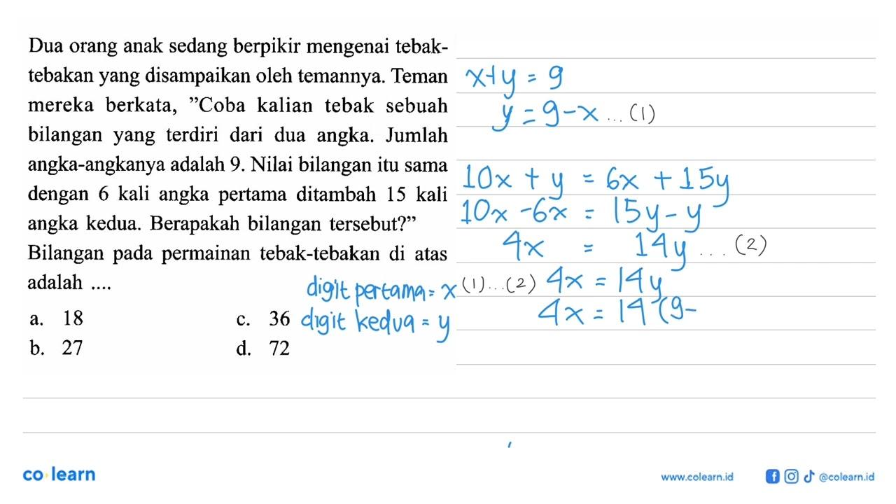 Dua orang anak sedang berpikir mengenai tebak-tebakan yang