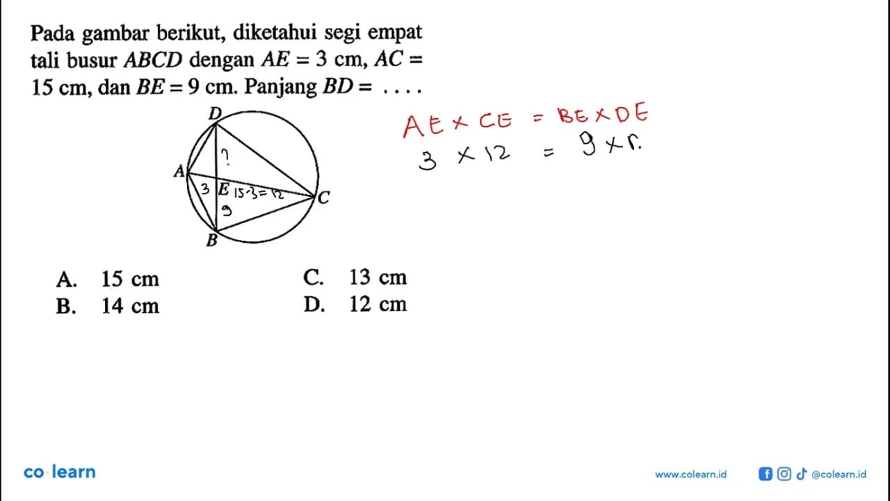 Pada gambar berikut, diketahui segi empat tali busur ABCD