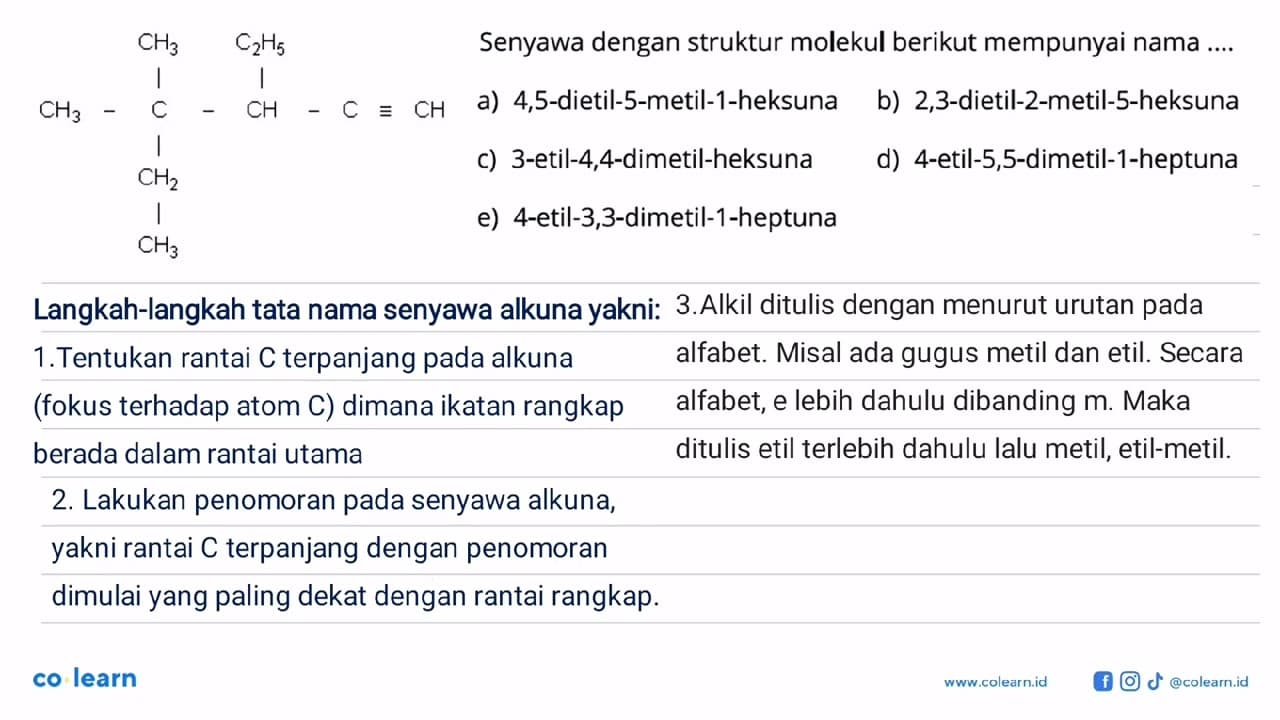 CH3-C-CH-C=CH CH2 CH3 CH3 C2H5 Senyawa dengan struktur