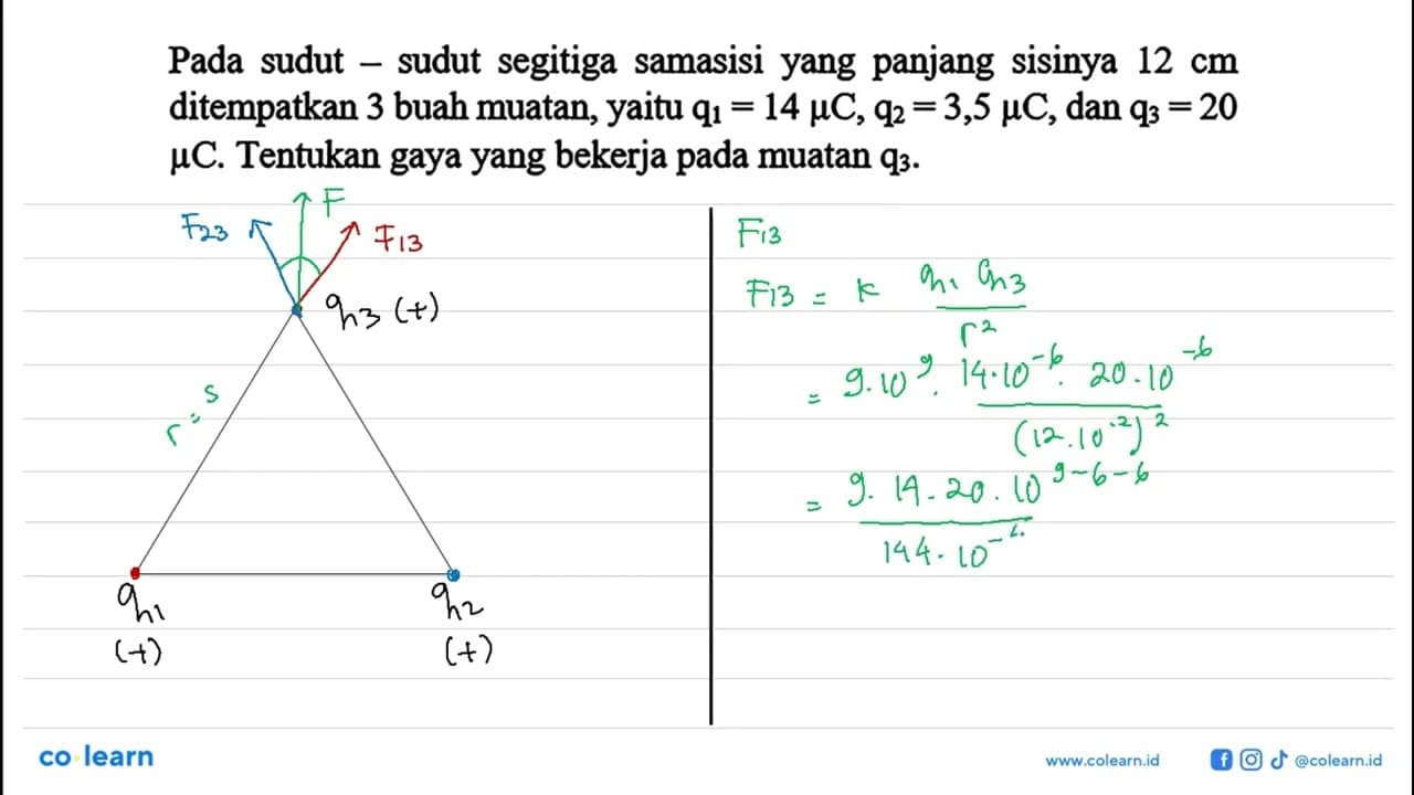 Pada sudut-sudut segitiga samasisi yang panjang sisinya 12