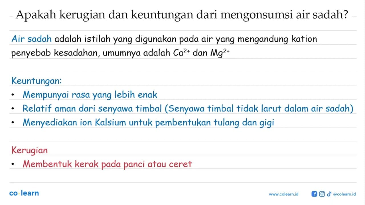 Apakah kerugian dan keuntungan dari mengonsumsi air sadah?