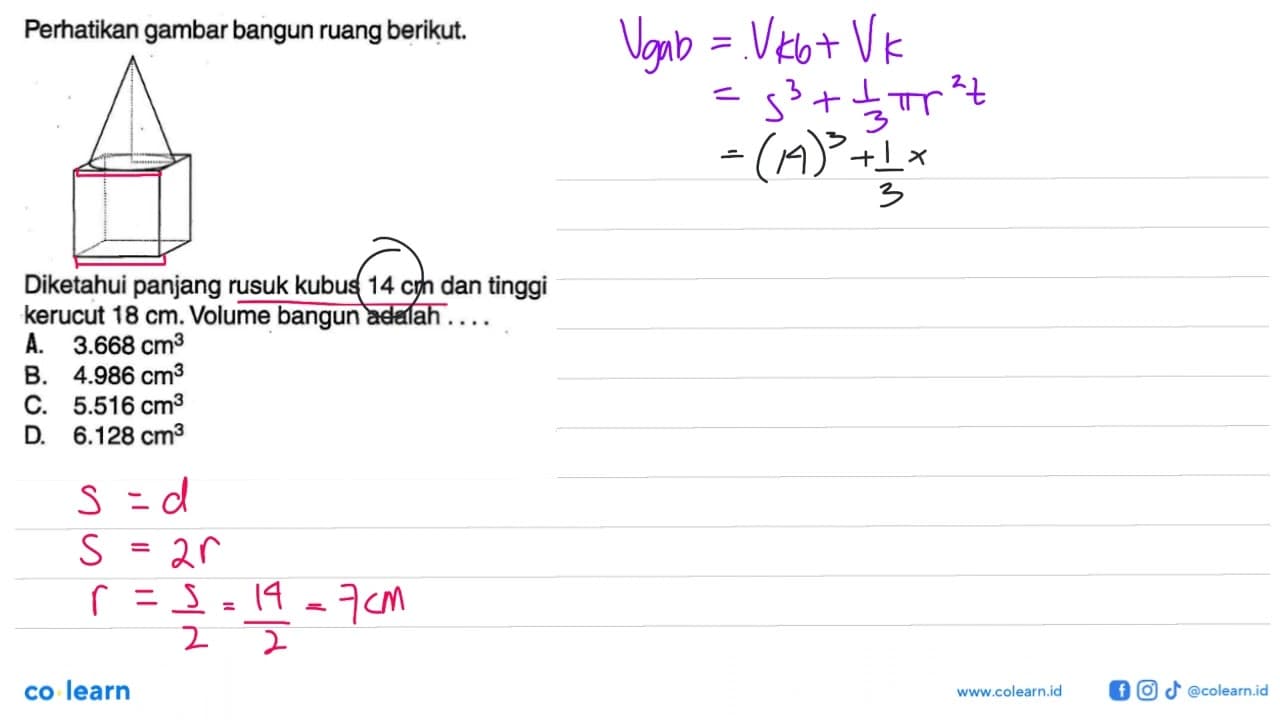 Perhatikan gambar bangun ruang berikut.Diketahui panjang