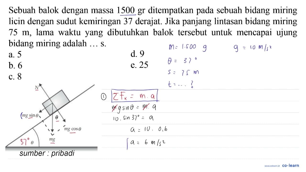 Sebuah balok dengan massa 1500 gr ditempatkan pada sebuah