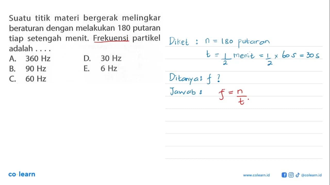 Suatu titik materi bergerak melingkar beraturan dengan