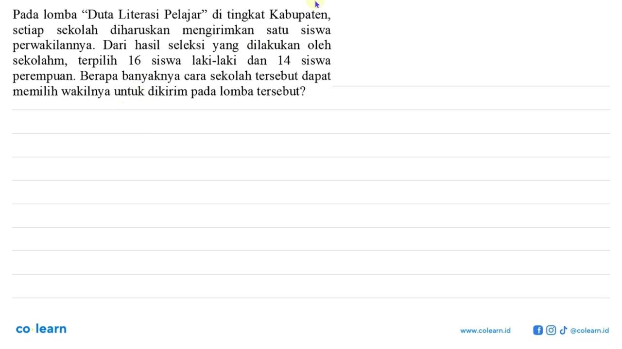 Pada lomba "Duta Literasi Pelajar" di tingkat Kabupaten,