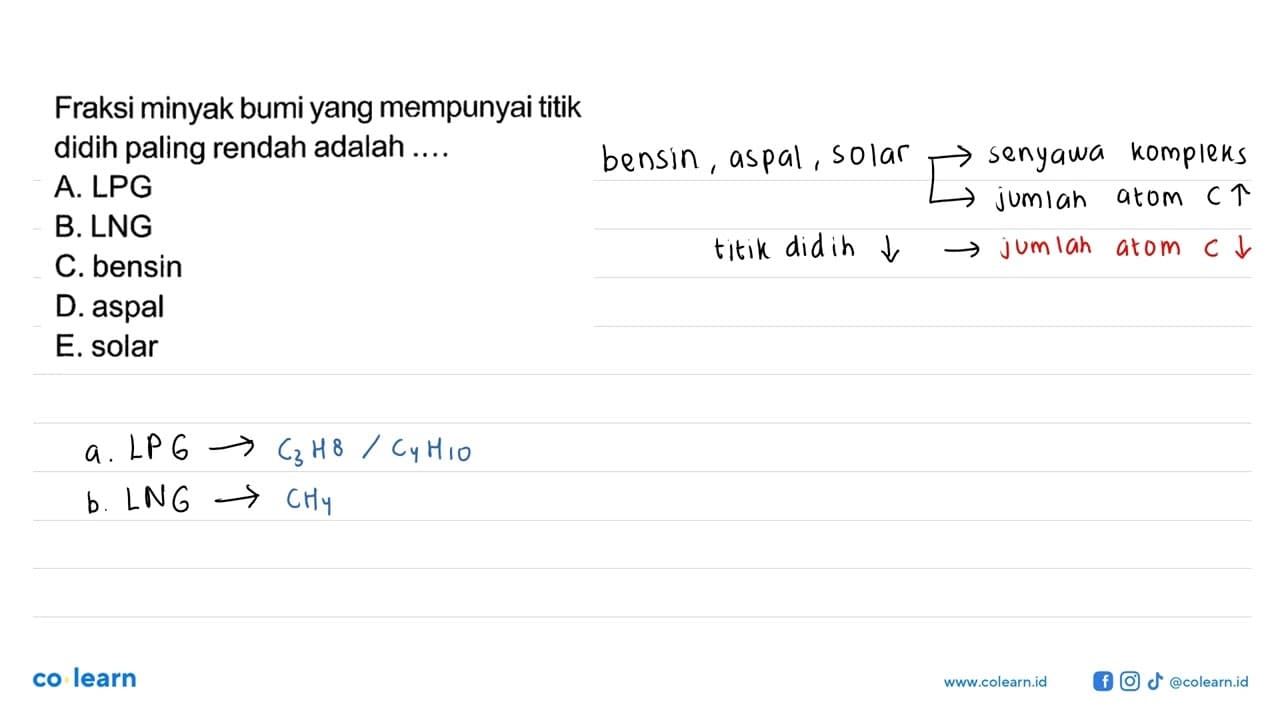 Fraksi minyak bumi yang mempunyai titik didih paling rendah